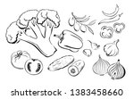 vegetables. set of black and... | Shutterstock .eps vector #1383458660