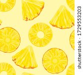 pineapple slices on yellow... | Shutterstock .eps vector #1729553203