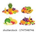 fruit pile set. vector... | Shutterstock .eps vector #1747548746