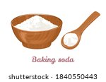 baking soda in wooden bowl and... | Shutterstock .eps vector #1840550443