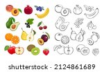 berries and fruits vector icons ... | Shutterstock .eps vector #2124861689