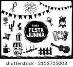 june party elements. woodcut... | Shutterstock .eps vector #2153725003