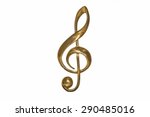 Golden treble clef isolated on...
