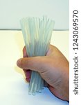 Small photo of White hot glue sticks for handmade DIY