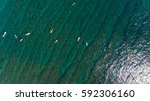 Top View On Surfers In Green...