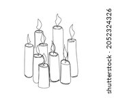 many burning candles one line... | Shutterstock .eps vector #2052324326
