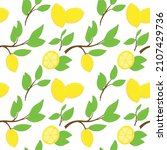 fresh lemon tree branch pattern | Shutterstock .eps vector #2107429736