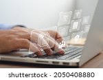 A Business Man Using A Computer ...