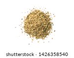 Top view Pile of dried oregano seasoning isolated on white background.