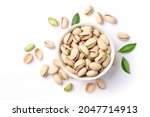 Flat Lay Of Pistachio Nuts In...