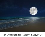 Full Moon Over The Sea With...
