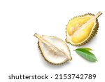 Flat Lay Of Durian Fruit Cut In ...