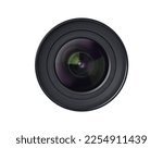 Front view of camera lens isolated on white background. Clipping path