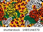 animal skin print leopard ... | Shutterstock .eps vector #1485146570