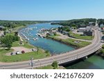 Small photo of Aerial views of the river and marina in summer in Montague, Prince Edward Island