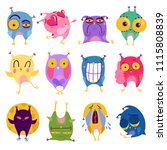funny colorful 12 emotion owl... | Shutterstock .eps vector #1115808839
