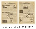 yellowed realistic newspaper... | Shutterstock .eps vector #1165569226