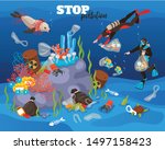 stop water pollution underwater ... | Shutterstock .eps vector #1497158423