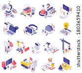 stem education isolated icons... | Shutterstock .eps vector #1803659410