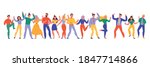 cheerful people in colorful... | Shutterstock .eps vector #1847714866