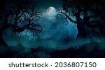 realistic halloween background... | Shutterstock .eps vector #2036807150