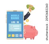 online mobile bank composition... | Shutterstock .eps vector #2092682260