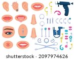 piercing flat set of isolated... | Shutterstock .eps vector #2097974626