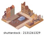 ruined buildings in destroyed... | Shutterstock .eps vector #2131261329