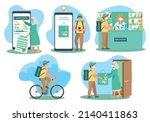 medicine delivery courier... | Shutterstock .eps vector #2140411863
