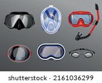 Diving Mask Realistic Set With...