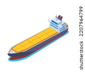 Isometric dry bulk carrier ship on white background 3d vector illustration