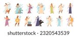 Olympic gods flat icons set with ancient greek deities isolated vector illustration