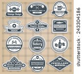 retro emblems set with food... | Shutterstock .eps vector #243304186