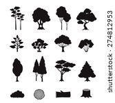 Forest Elements Black Icons Set ...