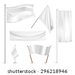 various white flags and banners ... | Shutterstock .eps vector #296218946