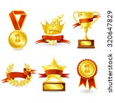 golden trophy and prize emblem... | Shutterstock . vector #320647829