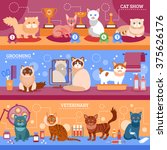 cats banner horizontal set with ... | Shutterstock .eps vector #375626176