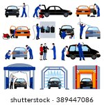 automatic car wash service... | Shutterstock .eps vector #389447086
