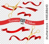 golden scissors and ribbon... | Shutterstock .eps vector #448188640
