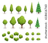 isometric set of park plants... | Shutterstock .eps vector #618616760