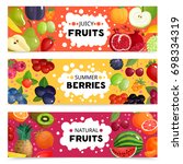 set of three horizontal berries ... | Shutterstock .eps vector #698334319