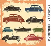 retro car models collection... | Shutterstock . vector #757340476