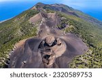 Small photo of Aerial view above the volcanic craters of Cumbre Vieja in La Palma - Lavas la Malforada