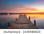 Small Dock Or Wooden Pier And...