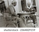Small photo of Istanbul, Turkey - September17, 2023:Ataturk, the founder of the Republic of Turkey, chatting with Ismet Inonu at the Florya Mansion.