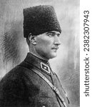 Small photo of ANKARA-TURKEY :Circa 1920's :A portrait of Gazi Mustafa Kemal Ataturk