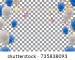 blue balloons and white... | Shutterstock .eps vector #735838093