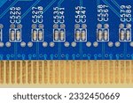 Small photo of Close up of a circuit board for an electronic circuit with gold plated terminal lugs