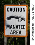 Caution Manatee Sign Florida...