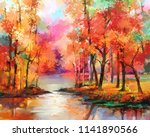 oil painting colorful autumn... | Shutterstock . vector #1141890566